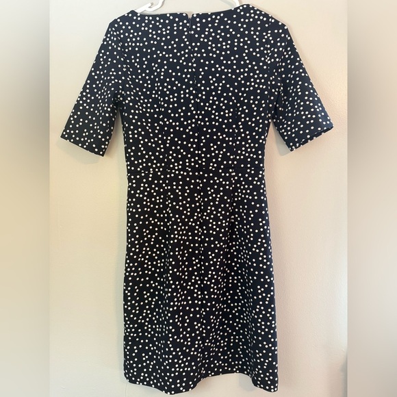 Banana Republic Factory Print Pleated Waist Sheath Dress Polka Dot Size 0 - Picture 3 of 13